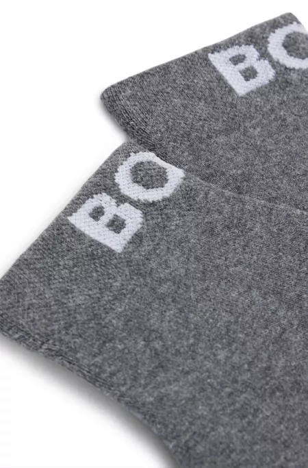 Two-pack of quarter-length socks with contrast logos