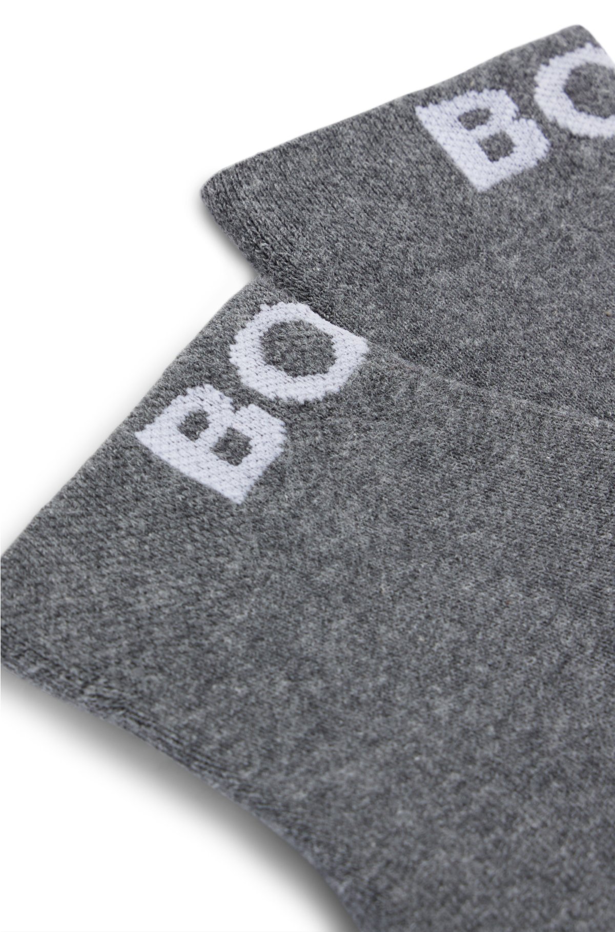 Two-pack of quarter-length socks with contrast logos, Grey