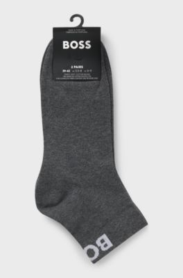 Zweierpack kurze Socken mit Kontrast-Logos, Grau