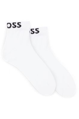 Two-pack of quarter-length socks with contrast logos, White