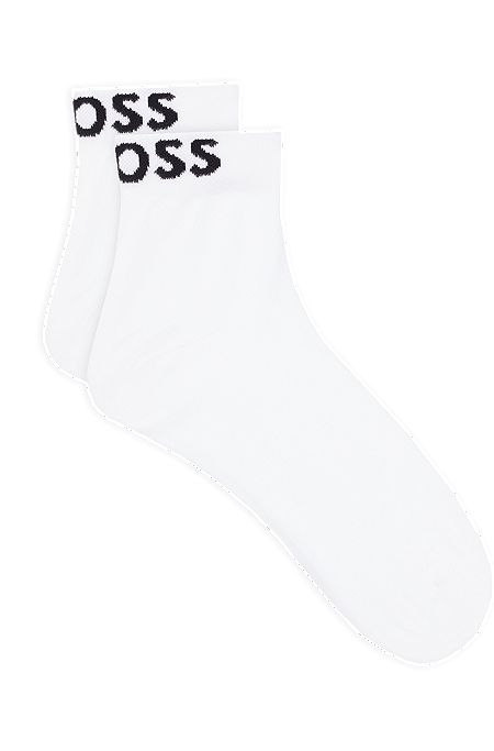 Набор из двух пар носков длиной выше щиколотки с контрастными логотипами, Белый