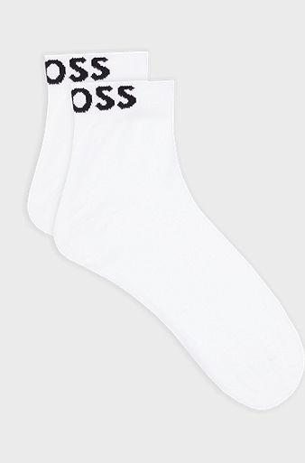Two-pack of quarter-length socks with contrast logos, White