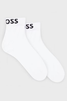 Zweierpack kurze Socken mit Kontrast-Logos, Wei&szlig;