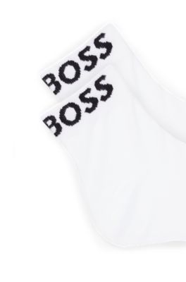 Two-pack of quarter-length socks with contrast logos, White
