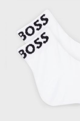 Zweierpack kurze Socken mit Kontrast-Logos, Wei&szlig;
