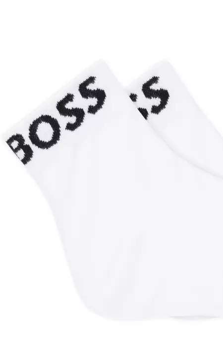 Two-pack of quarter-length socks with contrast logos