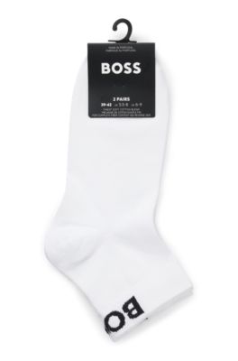 Two-pack of quarter-length socks with contrast logos, White