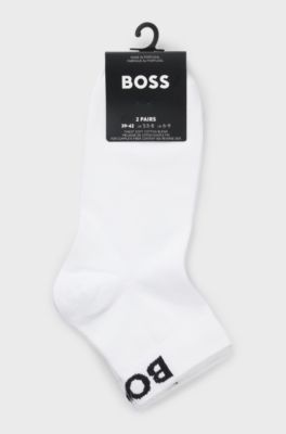 Zweierpack kurze Socken mit Kontrast-Logos, Wei&szlig;