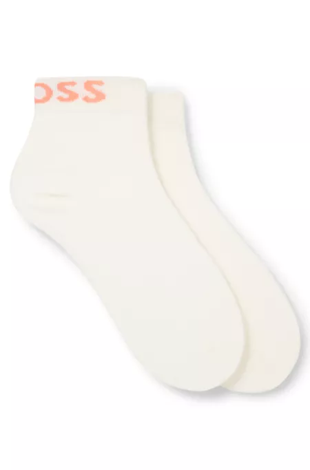 Two-pack of quarter-length socks with contrast logos