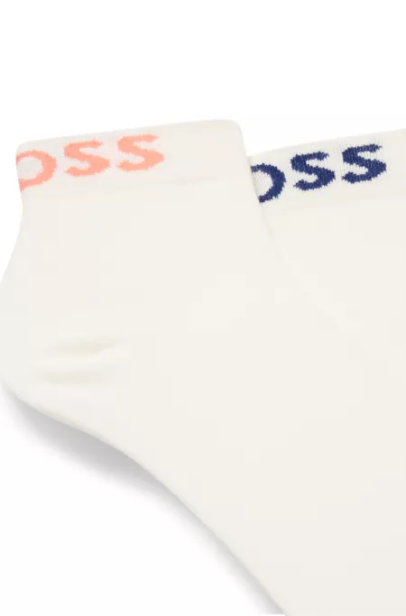 Two-pack of quarter-length socks with contrast logos