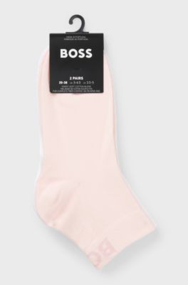 Two-pack of quarter-length socks with contrast logos, White / Pink