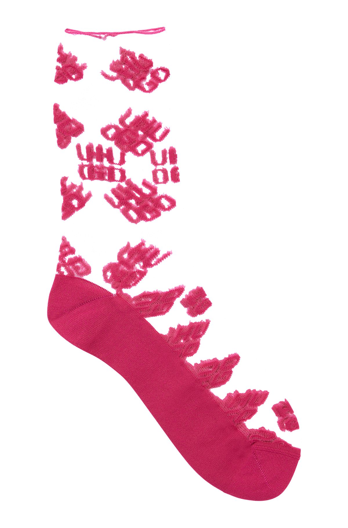 Transparante sokken in kwartlengte met tweedelige logo’s, Roze met dessin