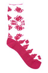 Quarter-length transparent socks with stacked logos, Pink Patterned