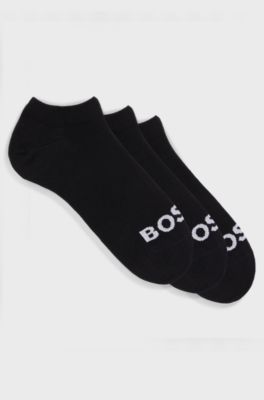 Three-pack of ankle-length socks with contrast logos, Black