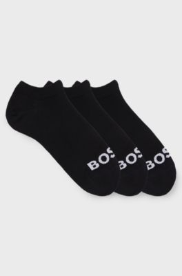 Three-pack of ankle-length socks with contrast logos, Black