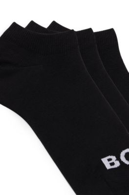 Three-pack of ankle-length socks with contrast logos, Black