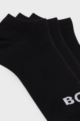 Three-pack of ankle-length socks with contrast logos, Black