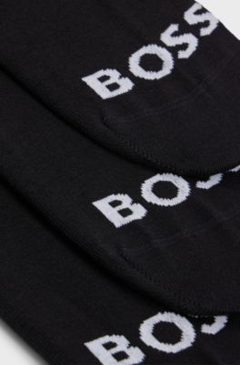 Dreierpack kn&ouml;chellange Socken mit Kontrast-Logos, Schwarz