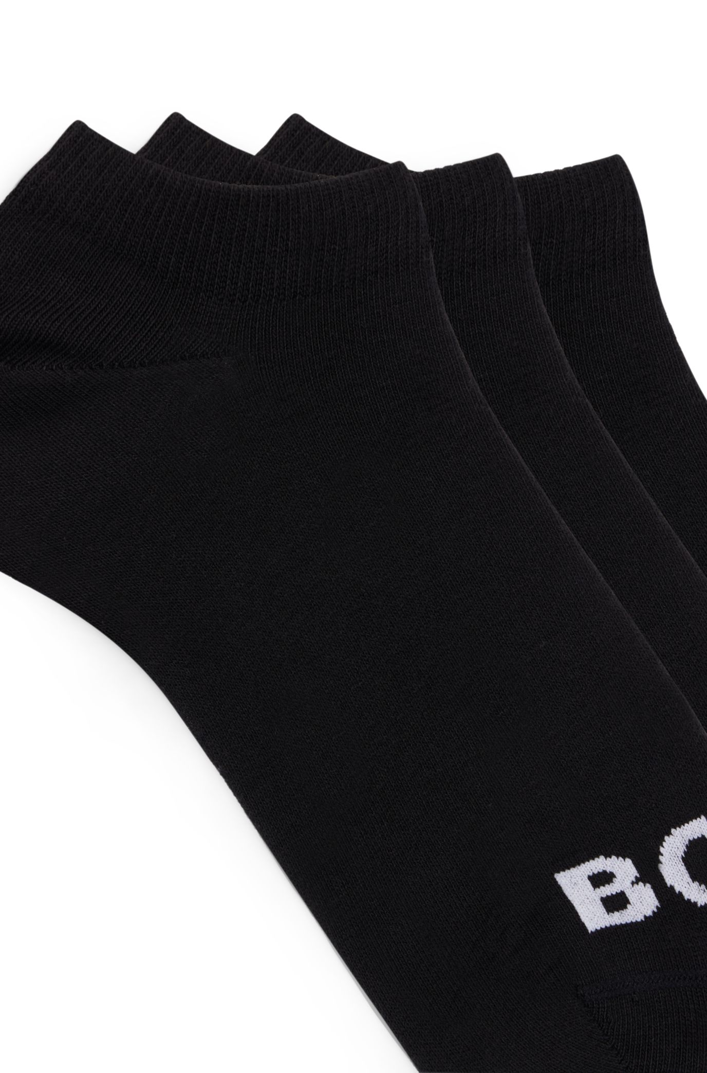 Three-pack of ankle-length socks with contrast logos, Black