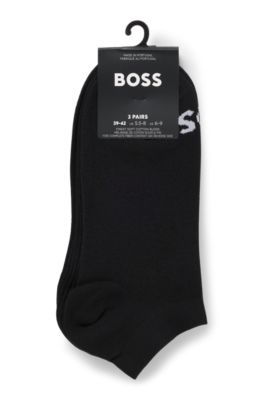 Three-pack of ankle-length socks with contrast logos, Black