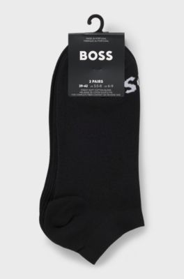 Three-pack of ankle-length socks with contrast logos, Black