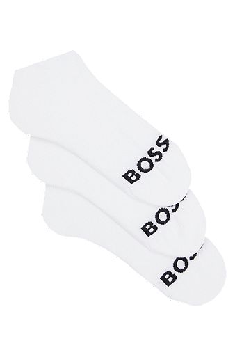 Набор из трех пар носков длиной до щиколотки с контрастными логотипами, Белый