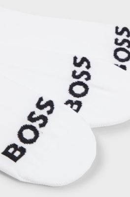 Three-pack of ankle-length socks with contrast logos, White