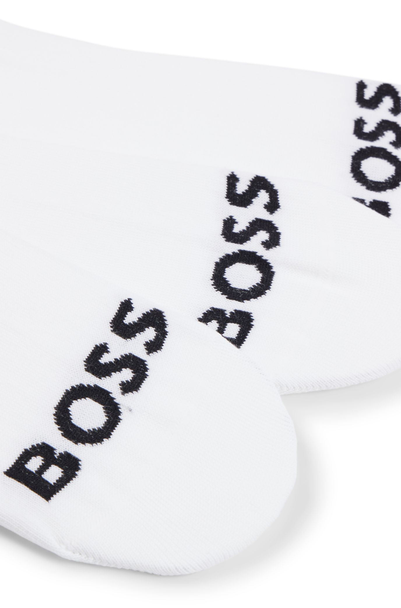Dreier-Pack knöchellange Socken mit Kontrast-Logos, Weiß