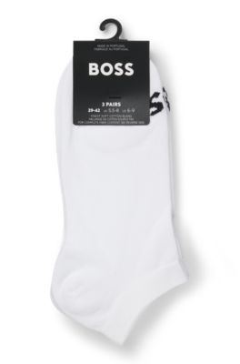 Three-pack of ankle-length socks with contrast logos, White