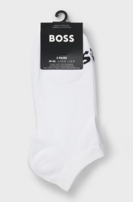 Three-pack of ankle-length socks with contrast logos, White