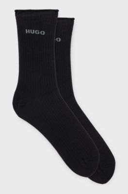 Two-pack of quarter-length socks with logo details, Black