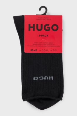 Two-pack of quarter-length socks with logo details, Black