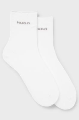 Two-pack of quarter-length socks with logo details, White