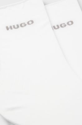 Two-pack of quarter-length socks with logo details, White