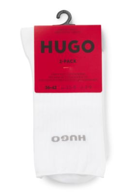 Two-pack of quarter-length socks with logo details, White