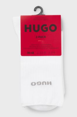 Two-pack of quarter-length socks with logo details, White