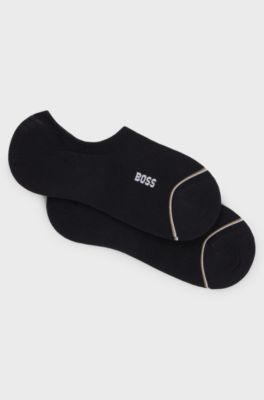 Two-pack of ankle-length socks with branding, Black