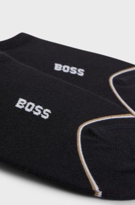Two-pack of ankle-length socks with branding, Black