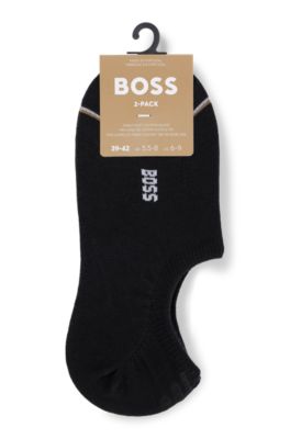 Two-pack of ankle-length socks with branding, Black