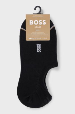 Two-pack of ankle-length socks with branding, Black