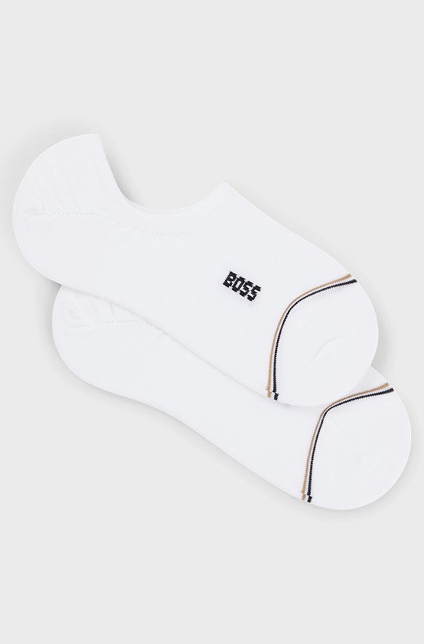 Two-pack of ankle-length socks with branding, White