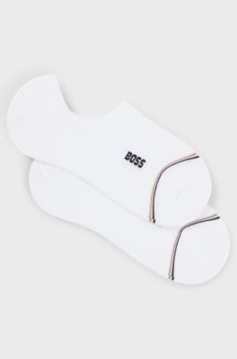 Set van twee paar enkelsokken met merkaccent, Wit