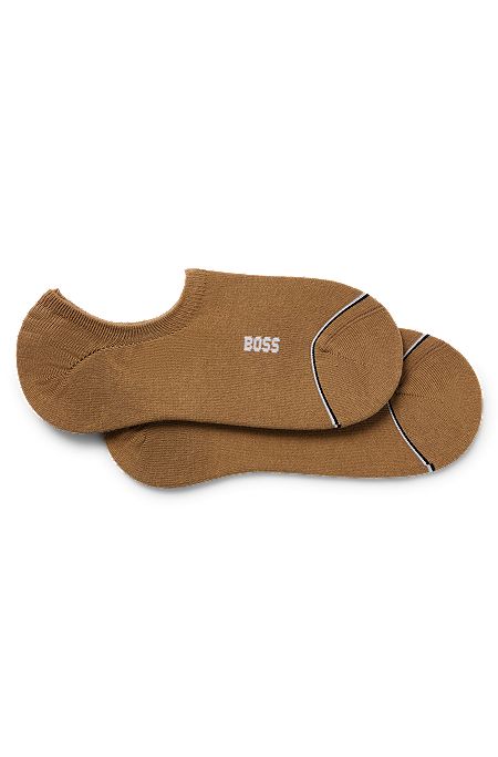 Two-pack of ankle-length socks with branding, Light Brown