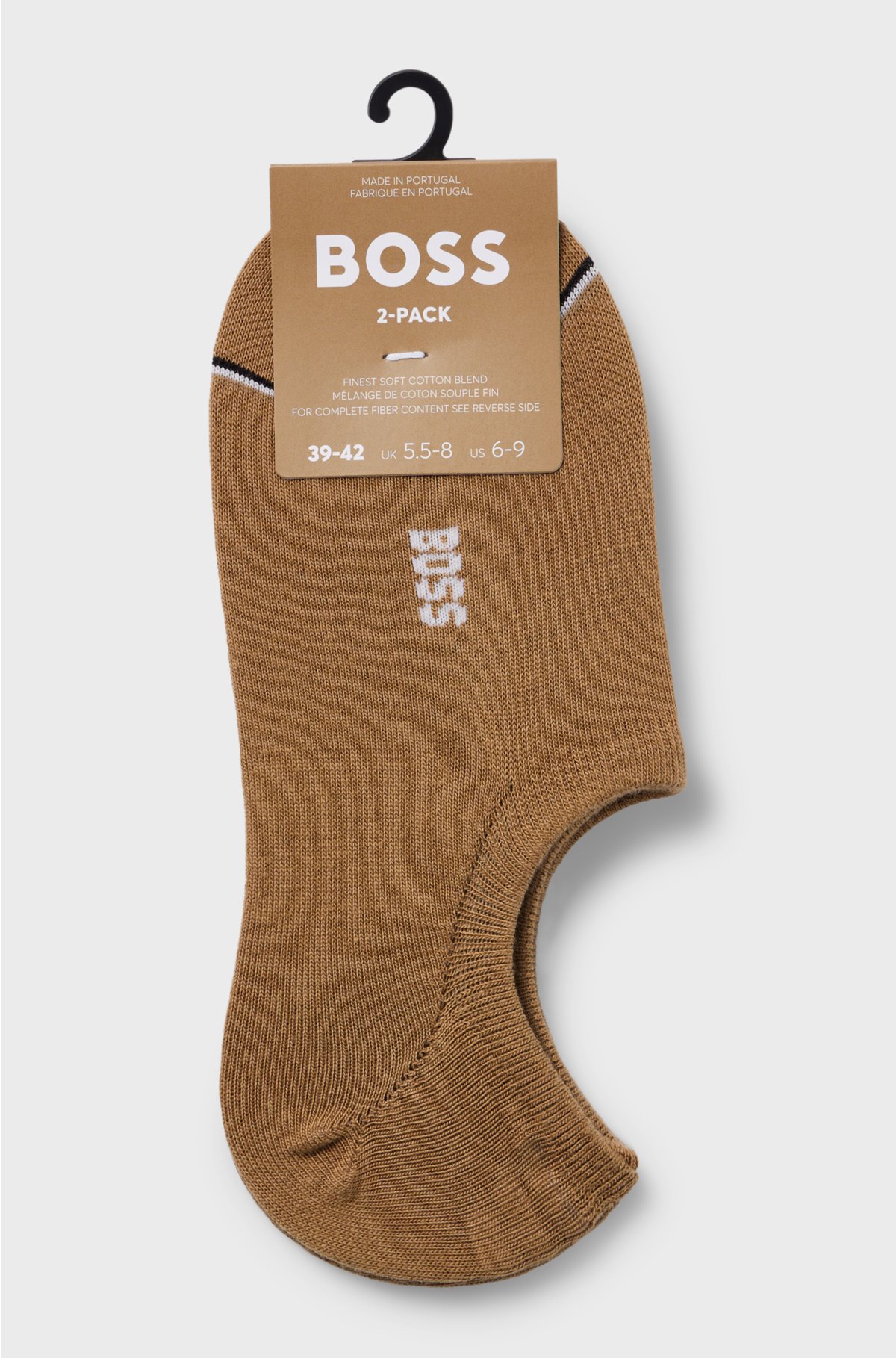 Two-pack of ankle-length socks with branding, Light Brown
