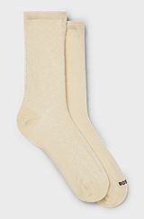 Two-pack of regular-length socks in stretch cotton, Light Beige