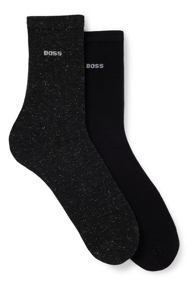 Набор из двух пар коротких носков с логотипами, Черный