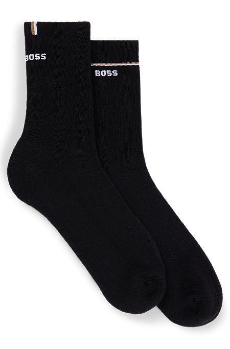 Paquete de 2 pares de calcetines cortos con detalles de logos, Negro