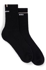 Набор из двух пар носков длиной выше щиколотки с логотипами, Черный