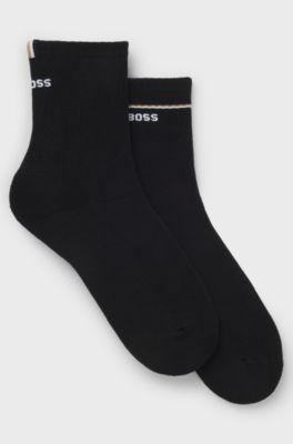 Zweier-Pack kurze Socken mit Logo-Details, Schwarz