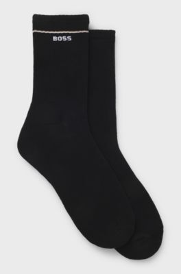 2-pack kvartsl&aring;nga strumpor med logga, Svart
